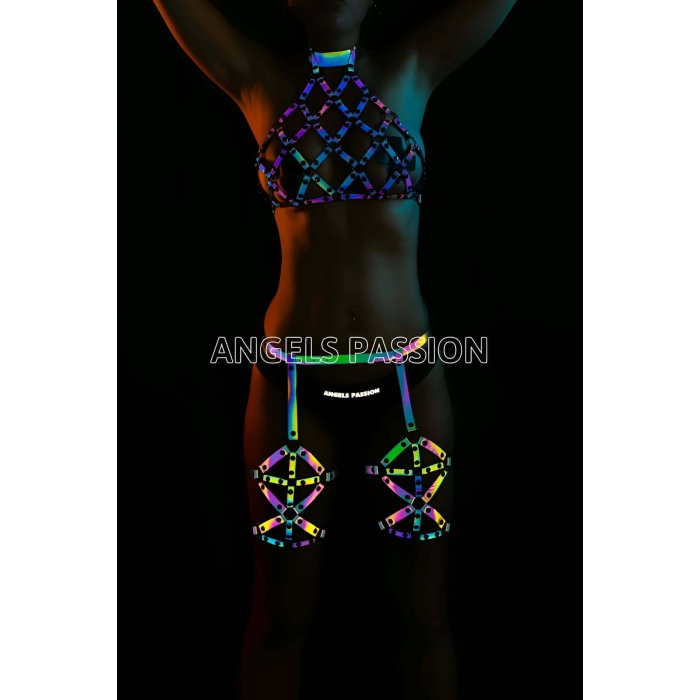 Rainbow Reflektörlü Seksi Jartiyer İç Giyim Takım - APFT460