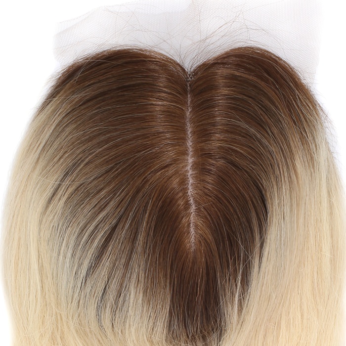 Ön Kısmı Ekstra Tül Kahverengi / Beyaz Platin Ombreli Baby Taban Tepelik - 13x14cm