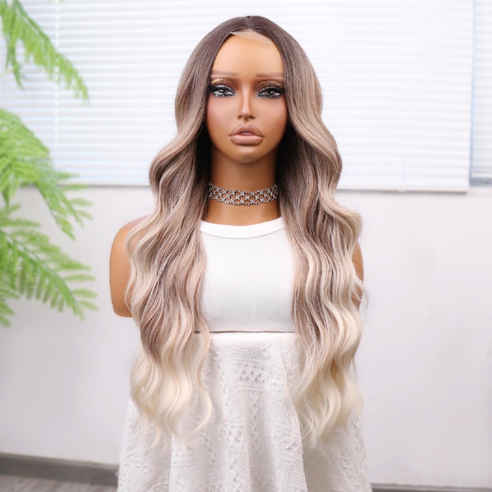 Rus Kumralı Beyaz Platin Işıltılı ve Ombreli Tül Peruk