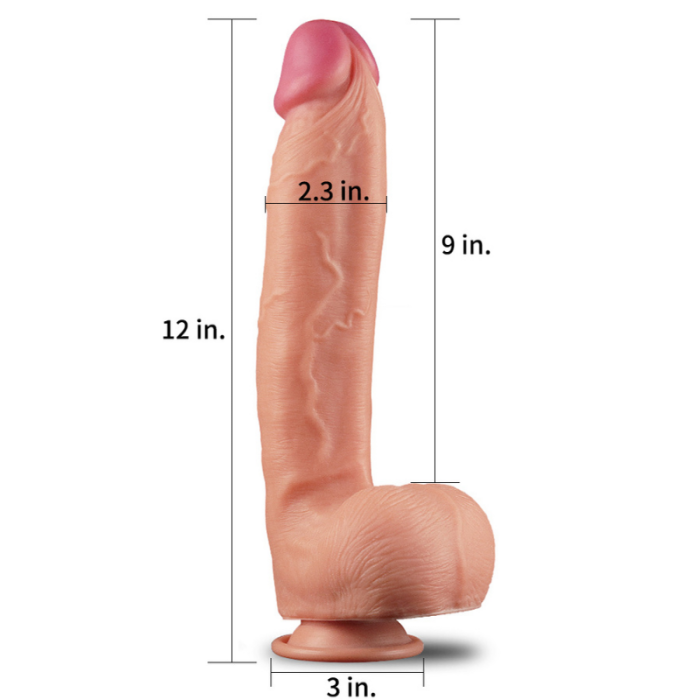 Censan 12 İnç Dual Layered Platinum Silicone Cock