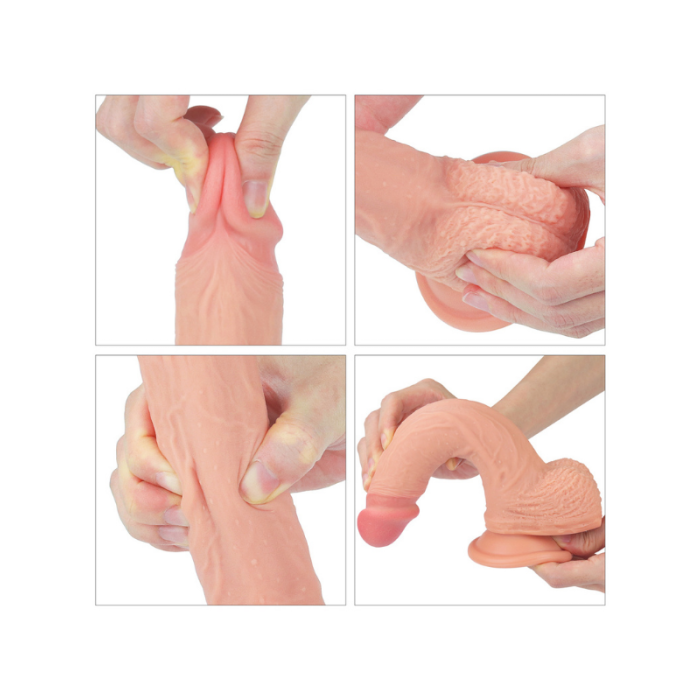 Censan 8.5 İnç Dual layered Platinum Silicone Cock Ten Dildo