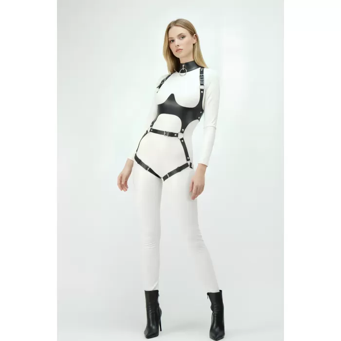 Deri Harness, Göğüs Altı Destekli Harness Takım, Deri Dansçı Kostüm - APFT1402