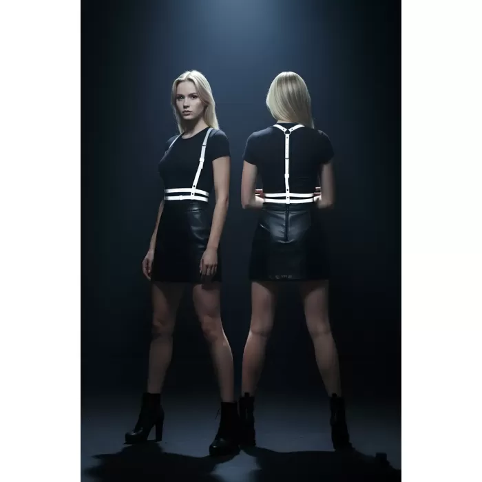 Karanlıkta Yansıyan - Reflektörlü Göğüs Harness, Parti Harness, Elbise Aksesuar - APFT205