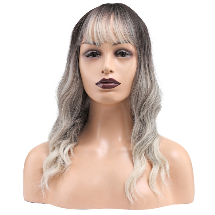 Dalgalı Kısa Perçemli Fiber Sentetik Peruk - Ombre ve Röfleli