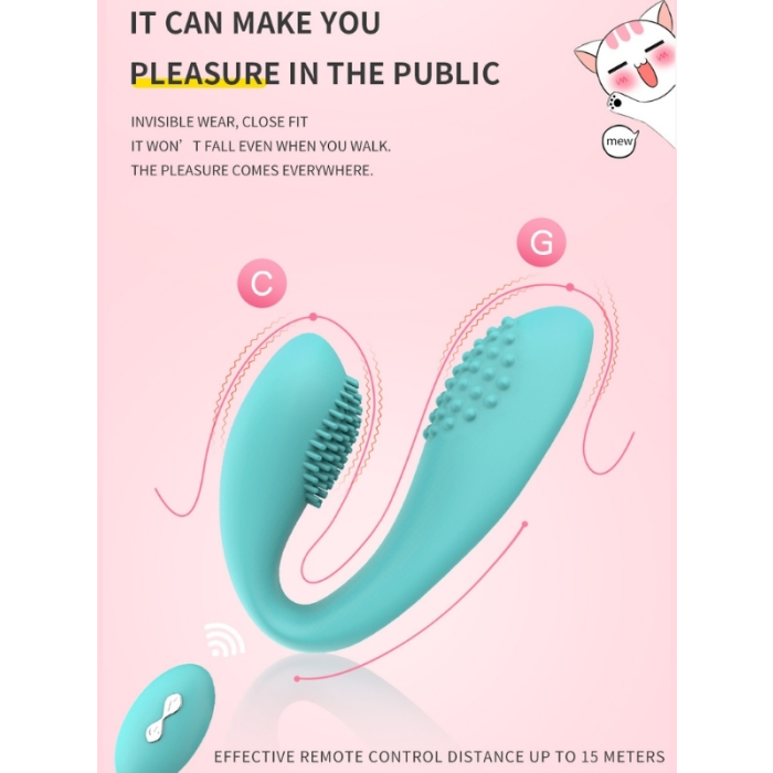 Censan Kablosuz Kumandalı Tırtıklı Klitoris ve G-Spot Uyarıcı 2 in 1 Çift C Vibratör