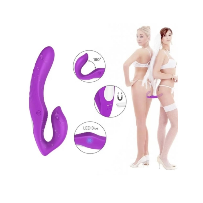 Censan Çift Titreşim Motorlu Strapless Giyilebilir Çift Taraflı Vibratör – 180° Bükülebilir, IPX7 Su Geçirmez