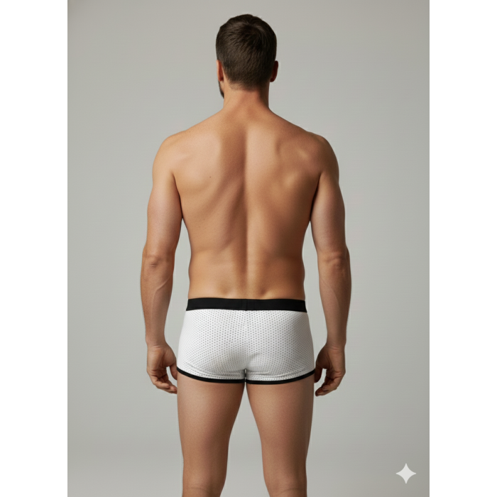 Erkek Beyaz Biyeli File Boxer