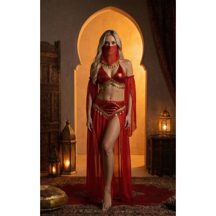 Kadı Kaliteli Peçeli Seksi Dansöz Kostümü Erotik Çekici Çengi Fantezi Oryantal Asena Kıyafeti