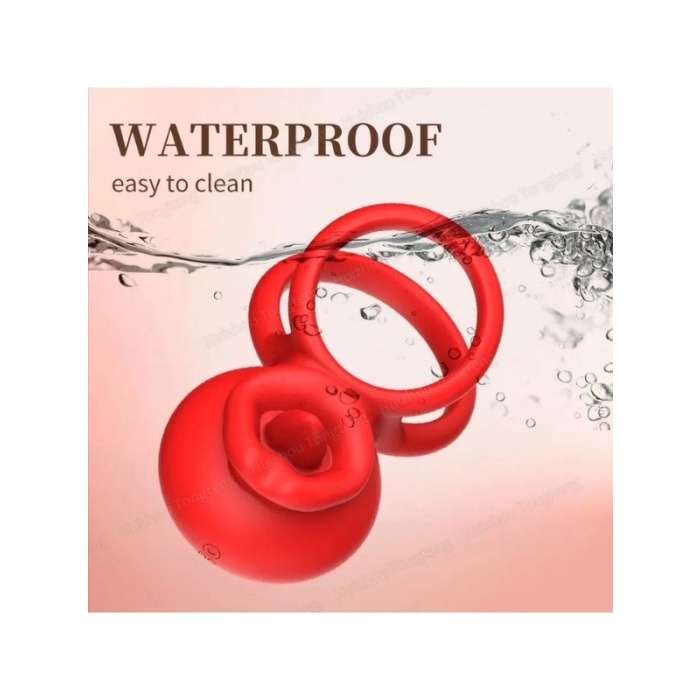 Censan G-Noktası Uyarımlı Dönen (swing) Haraketli Dilli Titreşimli Penis Halkası – Çift Yönlü Zevk