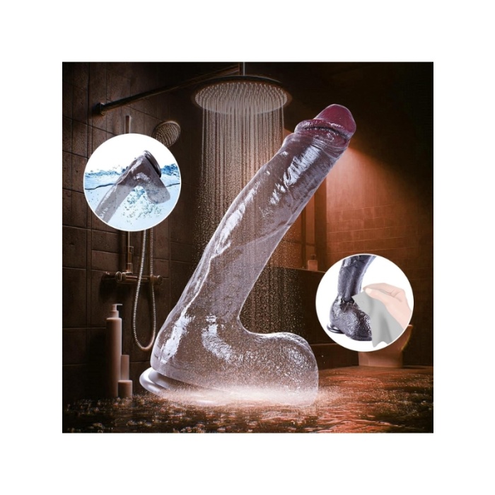 Censan 26 cm Black Giant XXL Gerçekçi Silikon Dildo – Güçlü Vakum Tabanlı, Kalın ve Esnek Tasarım