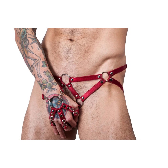 Erkek Külot Seksi Lastik Harness ve Bileklik - APFTM67