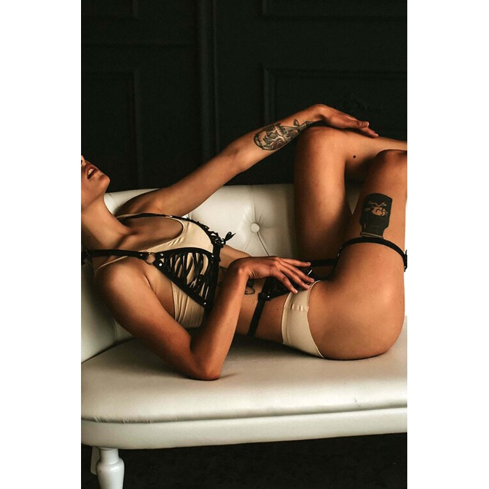 Fantazi Deri Göğüs Ve Jartiyer Takım - APFT1389