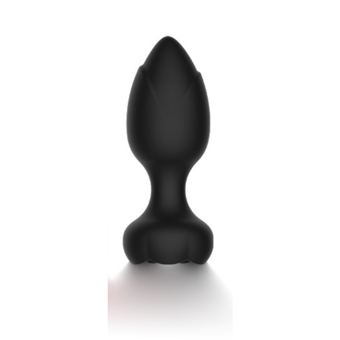 Censan Telefon Kontrollü Full Covered Rubber Rose Anal Plug – Siyah