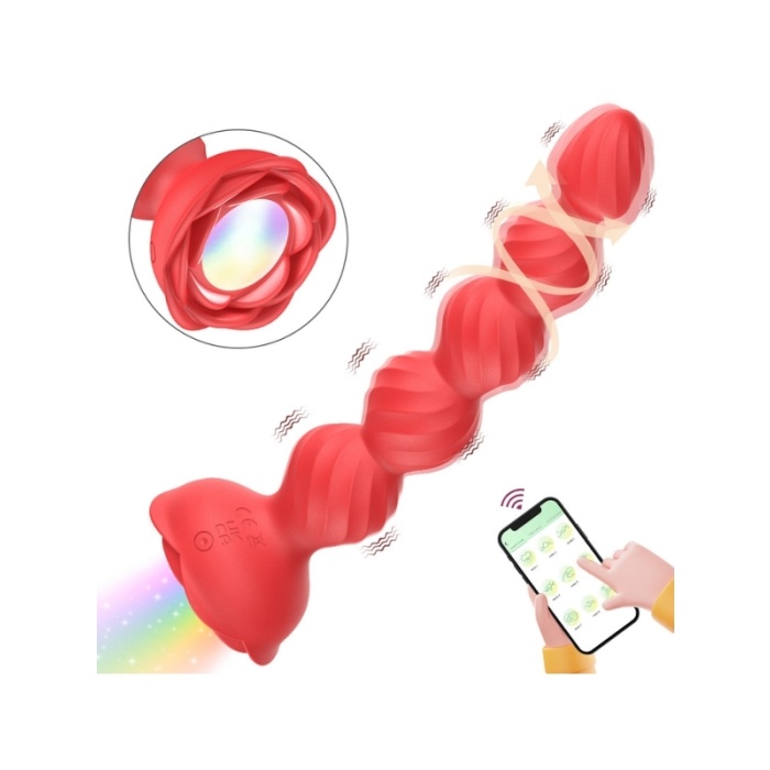 Censan Telefon Kontrollü Haley Rose Pulled Beads Anal Plug – Kırmızı