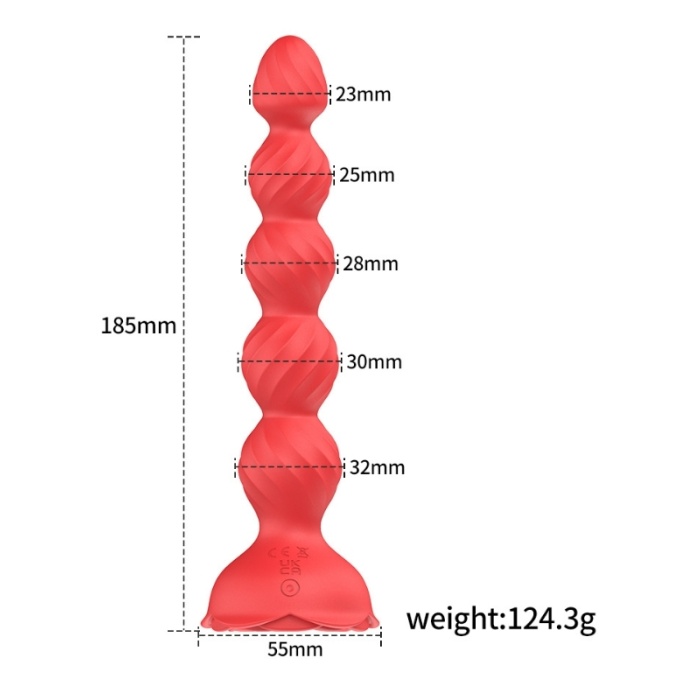 Censan Telefon Kontrollü Haley Rose Pulled Beads Anal Plug – Siyah