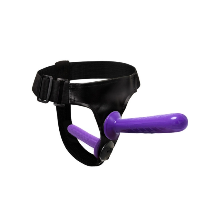 Censan Mor Double Dong Titreşimli Belden Bağlamalı Çift Taraflı Bisex Dildo Vibratör model 2
