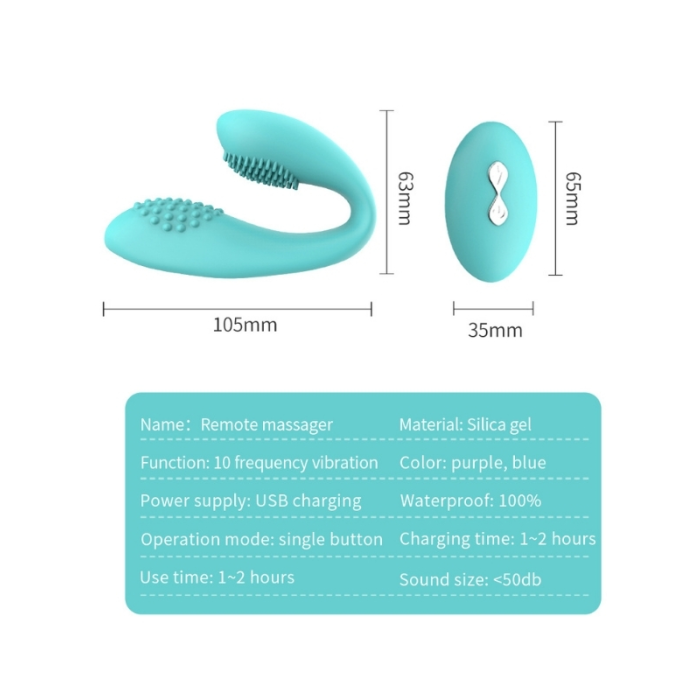 Censan Kablosuz Kumandalı Tırtıklı Klitoris ve G-Spot Uyarıcı 2 in 1 Çift C Vibratör
