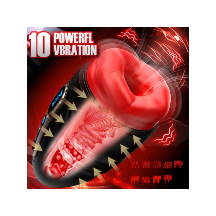 Censan Şarjlı Isıtmalı ve Titreşimli Silikon Dudak Girişli Otomatik Oral Mastürbatör