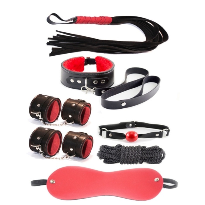 Censan 7 Parça Fetiş Esaret Seti Siyah Kırmızı