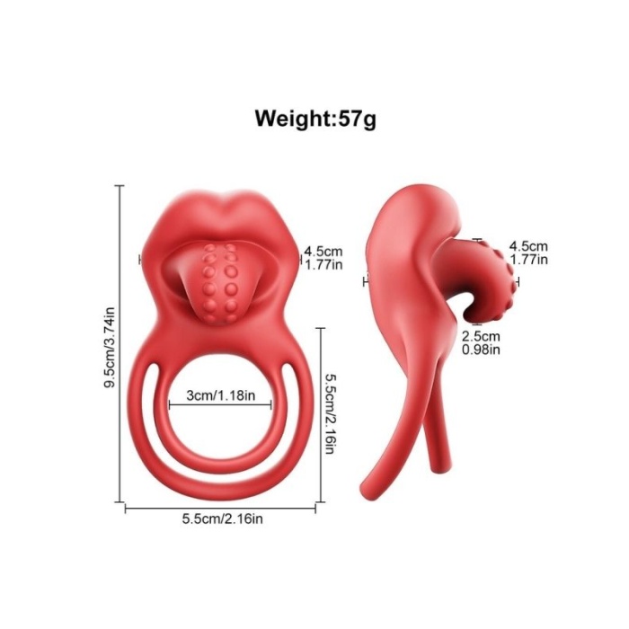Censan G-Noktası Uyarımlı Dilli Titreşimli Penis Halkası – Çift Yönlü Zevk