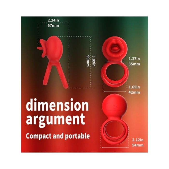 Censan G-Noktası Uyarımlı Dönen (swing) Haraketli Dilli Titreşimli Penis Halkası – Çift Yönlü Zevk