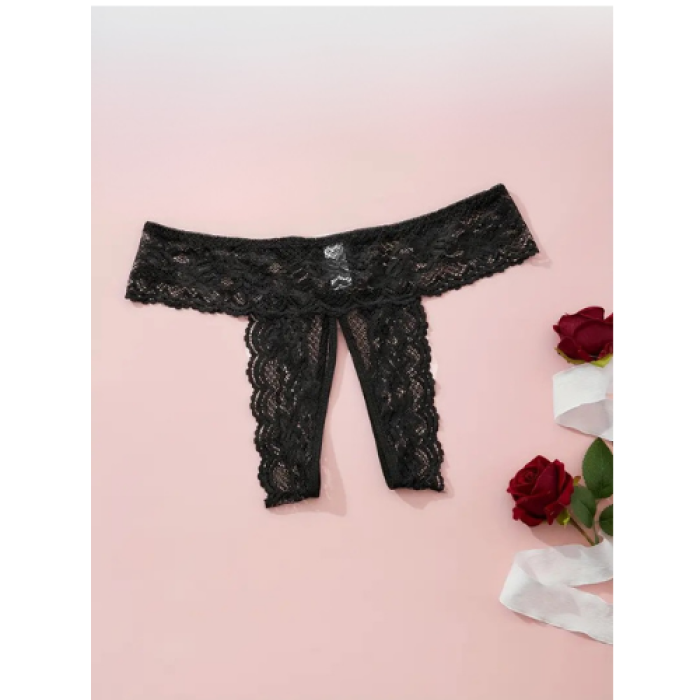 Kadın 3lü Özel Bölgeleri Açık Dantelli Tanga seti BC0045