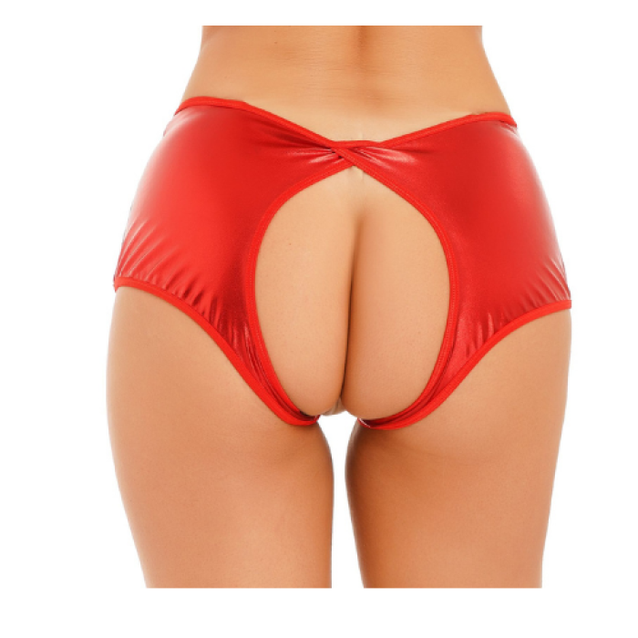 Fantezi Kırmızı Özel Bölgeleri Açık Parlak Külot BC0048