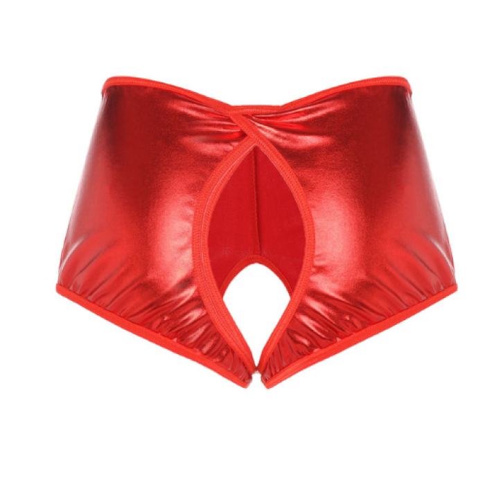 Fantezi Kırmızı Özel Bölgeleri Açık Parlak Külot BC0048