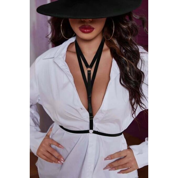 Boyun Ve Göğüs Detaylı Lastik Harness - APFT943