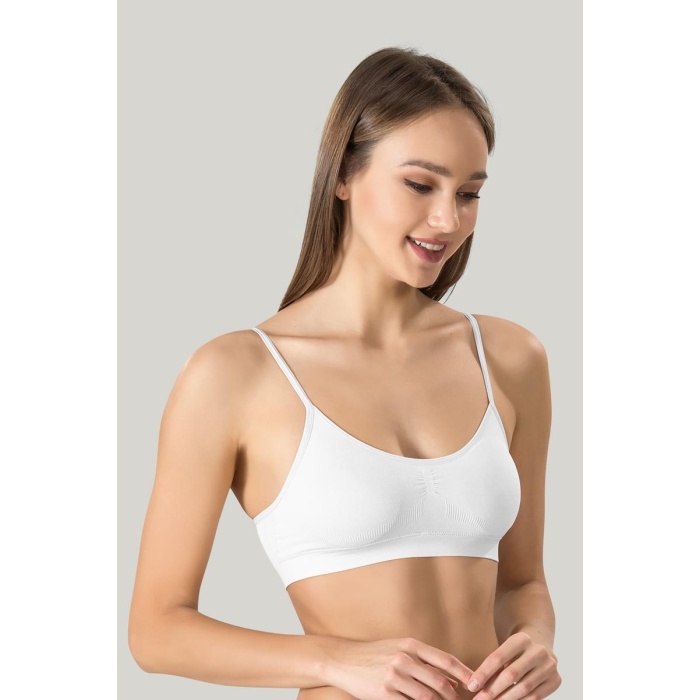 Kadın Ince Askılı Pedli Büstiyer Yarım Atlet Sütyen 3lü Set