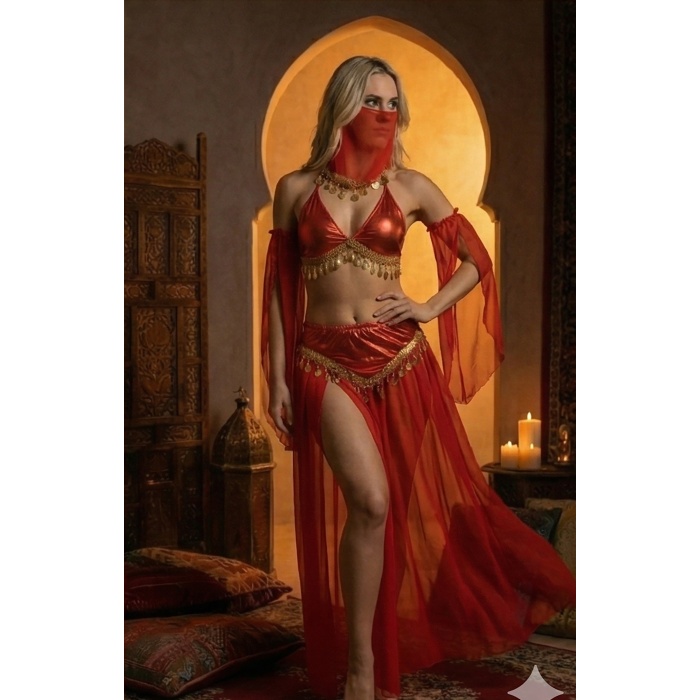 Kadı Kaliteli Peçeli Seksi Dansöz Kostümü Erotik Çekici Çengi Fantezi Oryantal Asena Kıyafeti