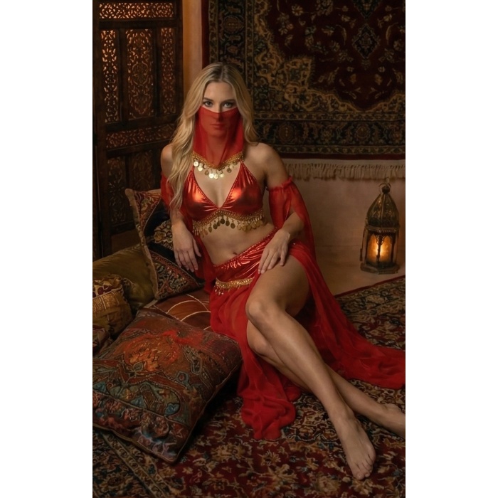 Kadı Kaliteli Peçeli Seksi Dansöz Kostümü Erotik Çekici Çengi Fantezi Oryantal Asena Kıyafeti