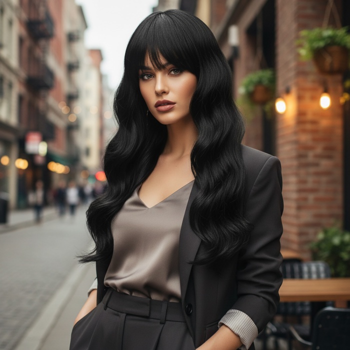 Tokalı Kabarık Dalgalı At Kuyruğu - Siyah