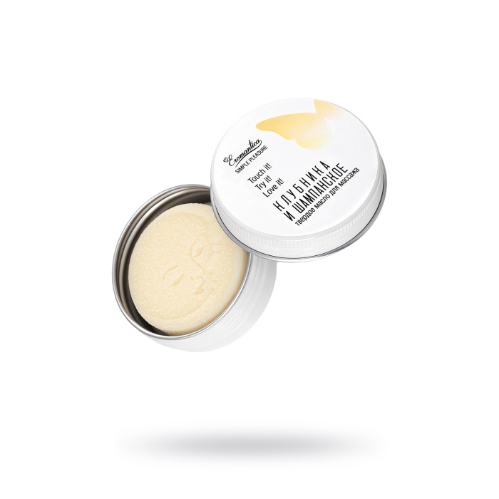 Eromantica Masif Çilekli şampanya masajı için katı yağ, 20 g