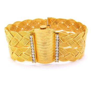 İmitasyon Trabzon Hasırı Altın Kaplama Örgü Kelepçe BLZ-108