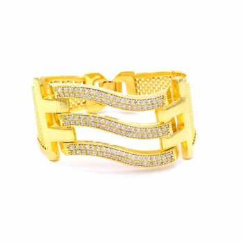 Kaburga Bilezik 22 Ayar Altın Kaplama 3 Sıra Kelepçe KB-105