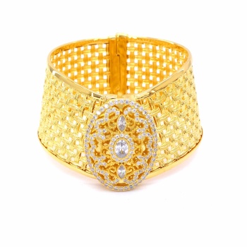 İmitasyon Trabzon Hasırı Altın Kaplama Sepet Örme Kelepçe BLZ-199