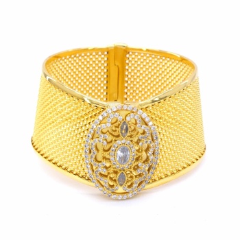 İmitasyon Trabzon Hasırı Altın Kaplama Zirkon Taşlı Kelepçe BLZ-200