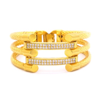 Kaburga Bilezik 22 Ayar Altın Kaplama 2 Sıra Kelepçe KB-117