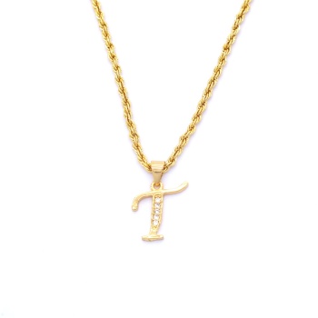 Çelik Kolye, T Harfli Kolye Altın Kaplama, Kadın Kolye KLY-284