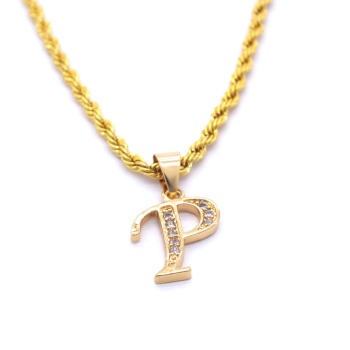 Çelik Kolye, P Harfli Kolye Altın Kaplama, Kadın Kolye KLY-297