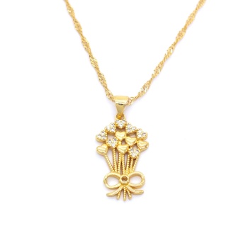 Çelik Kolye, Çiçek Kolye Altın Kaplama, Kadın Kolye KLY-328