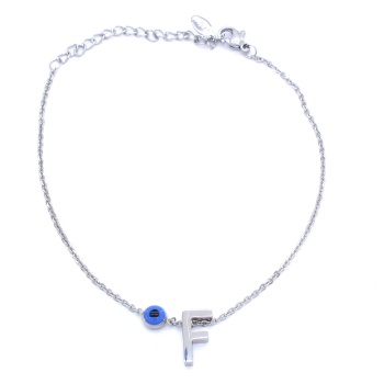 Çelik Halhal Nazar Boncuklu F Harfli Model HAL-126