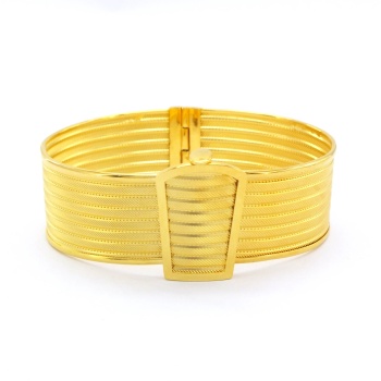 İmitasyon Trabzon Hasırı Altın Kaplama Düz Trabzon Kelepçe BLZ-379