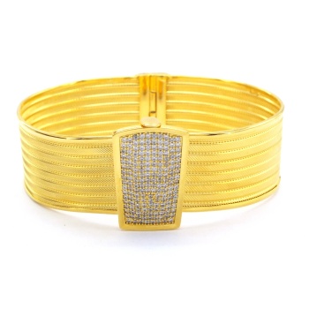 İmitasyon Trabzon Hasırı Altın Kaplama Sıra Taşlı Kelepçe BLZ-381