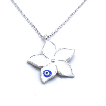 Nazar Boncuklu Çiçek Gümüş Kolye GK-211