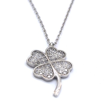 Zirkon Taşlı Yonca Gümüş Kolye GK-217