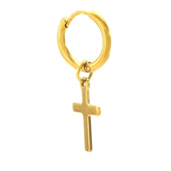 Çelik Sallantılı Küpe Altın Kaplama Haç Model Küpe UNK-692