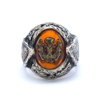 Selçuklu Arması İşlemeli 925 Ayar Erkek Gümüş Yüzük GEY-104