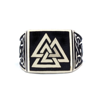 Kalemli El İşçiliği Siyah 925 Ayar Erkek Gümüş Yüzük GEY-142